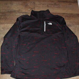 Men's North Face Red Black Quarter Zip Shirt, Size Extra Large